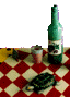 sculptured bottle on table